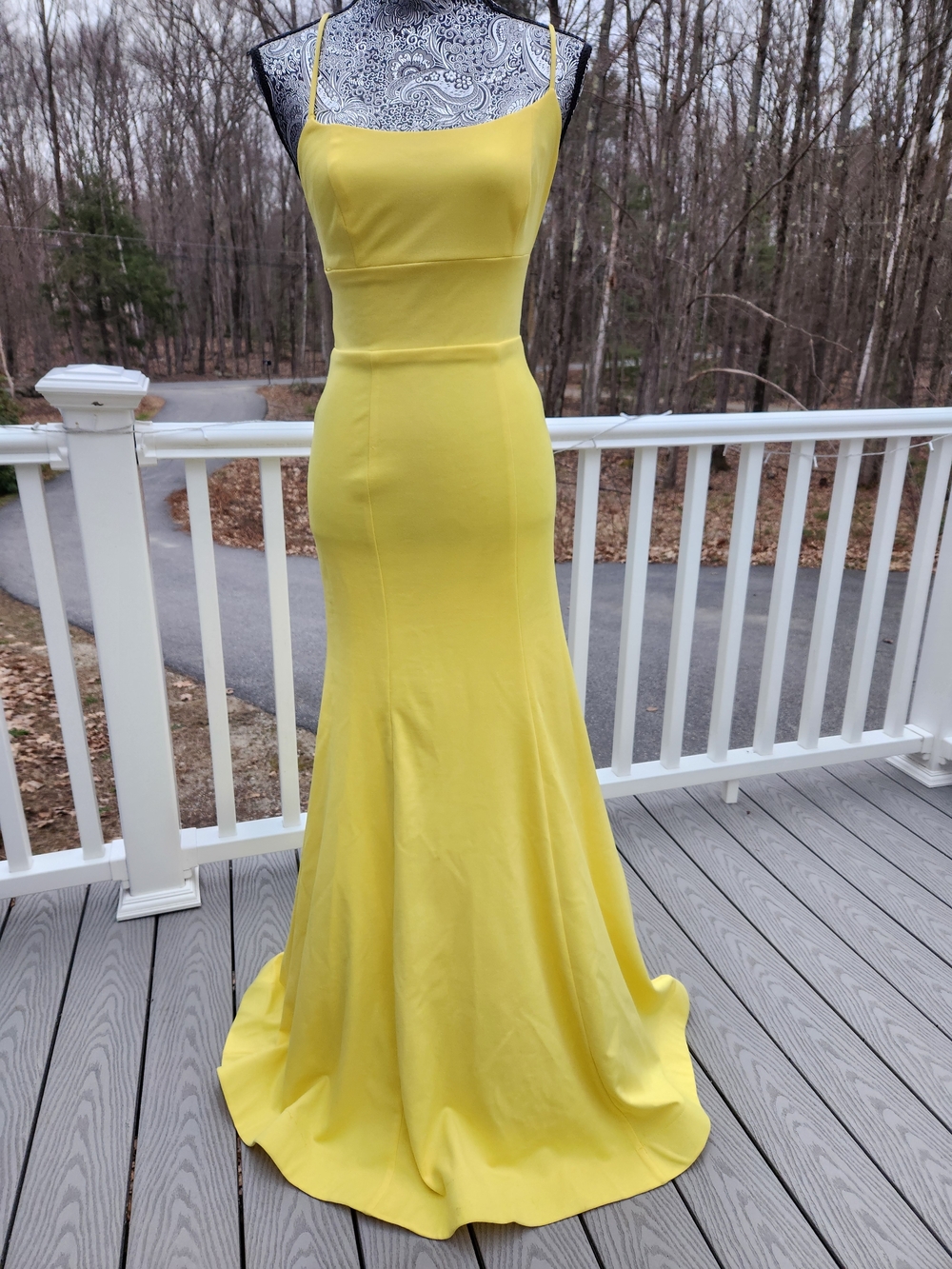 Windsor Bright Yellow Spaghetti-Strap Maxi Gown